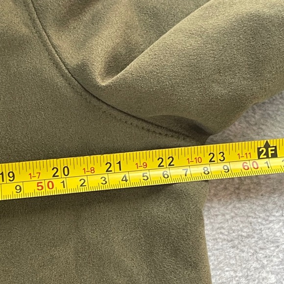 Ben Sherman Men L Olive Green Faux Suede Zip Up Jacket Preppy Sporty Casual Mod - Picture 9 of 9